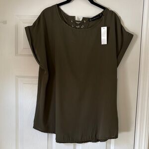New York & Company Olive Green Blouse